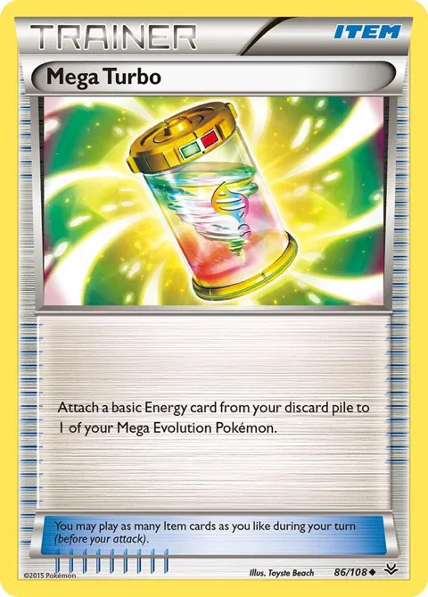 Mega Turbo #86/108 Reverse Holofoil Pokémon card from XY - Roaring Skies