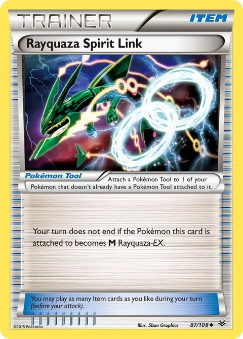 Rayquaza Spirit Link #87/108 Pokémon card from XY - Roaring Skies