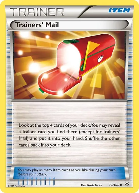 Trainers' Mail #92/108 Reverse Holofoil Pokémon card from XY - Roaring Skies