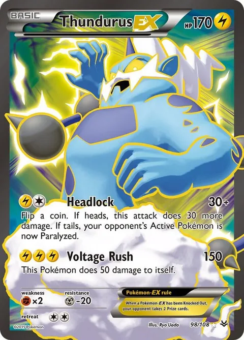 Thundurus EX 98 Full Art #98/108 Holofoil Pokémon card from XY - Roaring Skies
