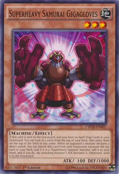 Superheavy Samurai Gigagloves CROS-EN007 Unlimited Yu-Gi-Oh card from Crossed Souls