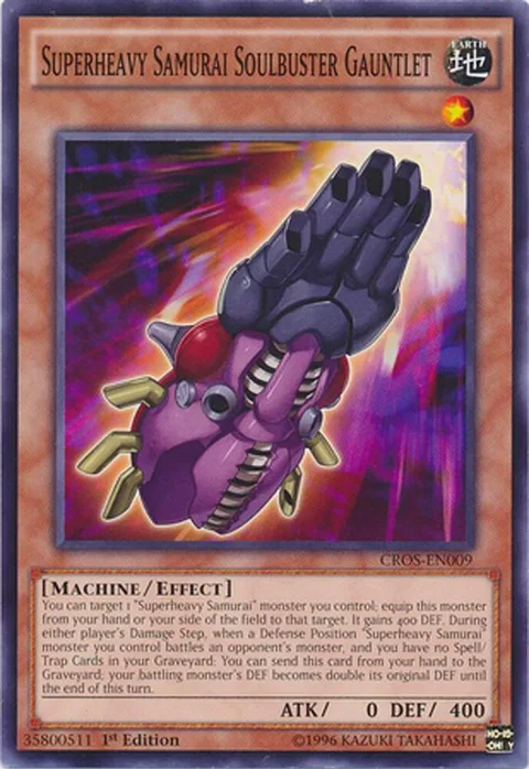 Superheavy Samurai Soulbuster Gauntlet CROS-EN009 1st Edition Yu-Gi-Oh card from Crossed Souls