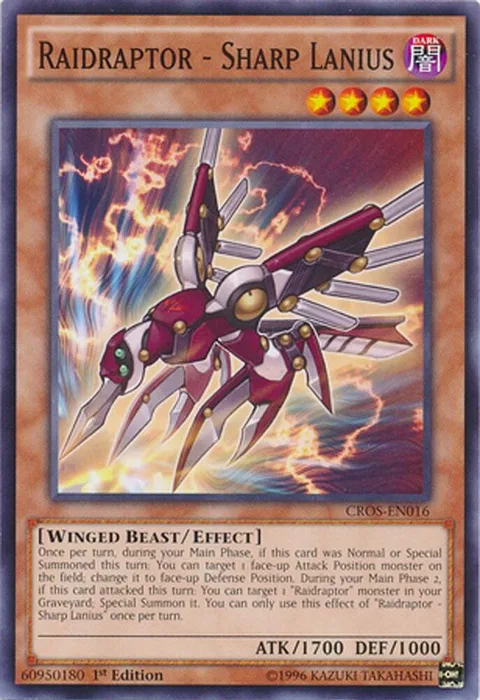 Raidraptor - Sharp Lanius CROS-EN016 Unlimited Yu-Gi-Oh card from Crossed Souls