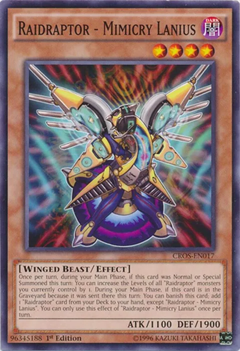 Raidraptor - Mimicry Lanius CROS-EN017 Unlimited Yu-Gi-Oh card from Crossed Souls
