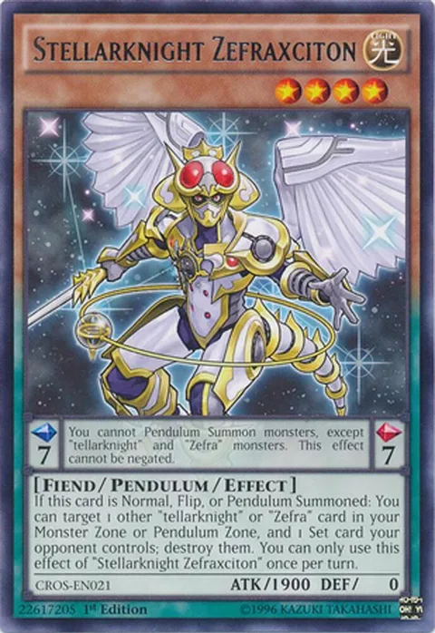 Stellarknight Zefraxciton CROS-EN021 1st Edition Yu-Gi-Oh card from Crossed Souls