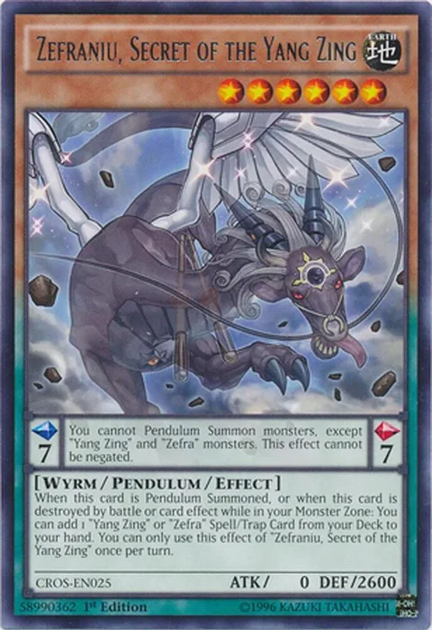 Zefraniu, Secret of the Yang Zing CROS-EN025 Yu-Gi-Oh card from Crossed Souls