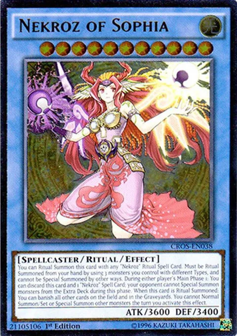 Nekroz of Sophia Ultimate Rare CROS-EN038 Unlimited Yu-Gi-Oh card from Crossed Souls