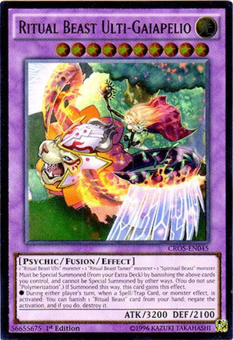 Ritual Beast Ulti-Gaiapelio Ultimate Rare CROS-EN045 Unlimited Yu-Gi-Oh card from Crossed Souls