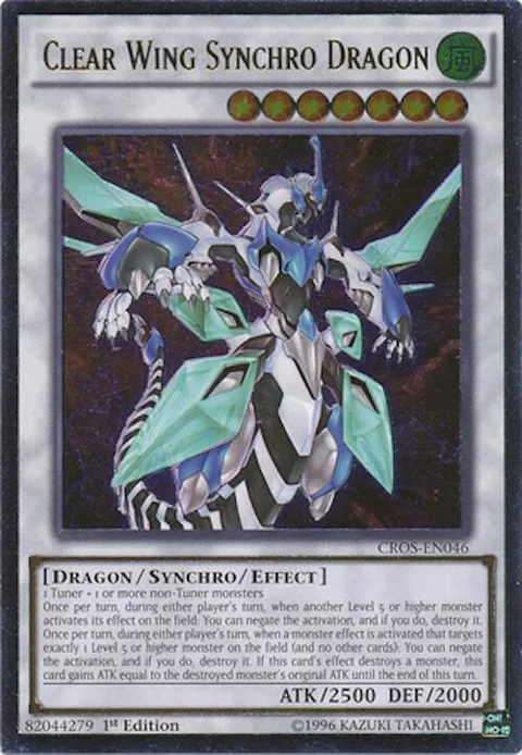 Clear Wing Synchro Dragon Ultimate Rare CROS-EN046 1st Edition Yu-Gi-Oh card from Crossed Souls