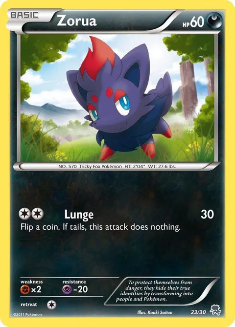 Zorua #23 #23/30 Pokémon card from BW Trainer Kit: Excadrill & Zoroark