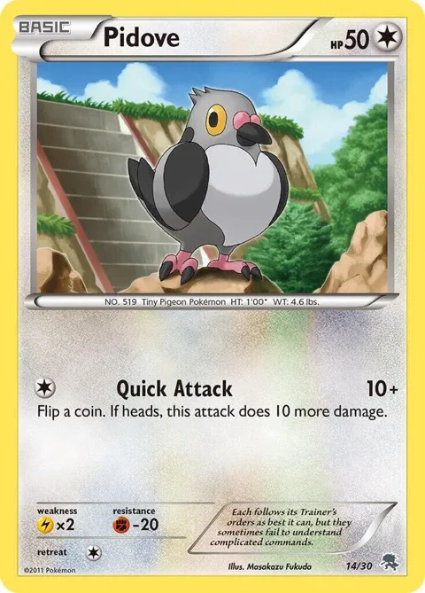 Pidove #14 #14/30 Pokémon card from BW Trainer Kit: Excadrill & Zoroark