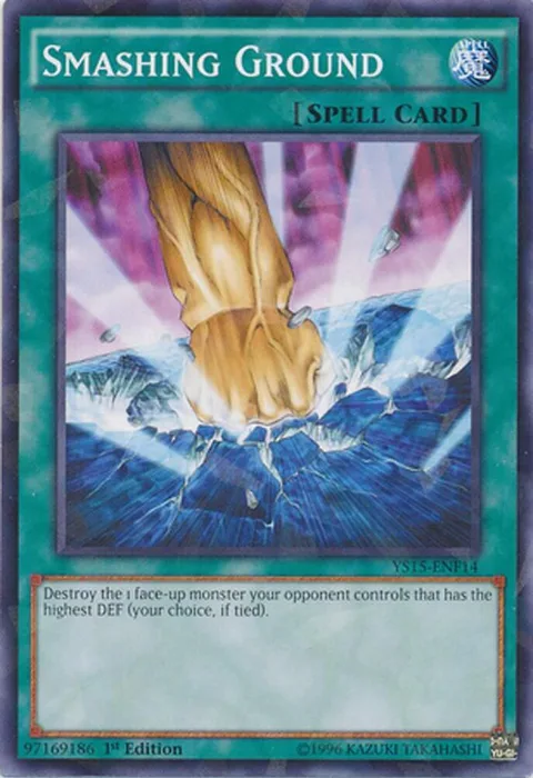 Smashing Ground Shatterfoil YS15-ENF14 Yu-Gi-Oh card from Starter Deck: Saber Force