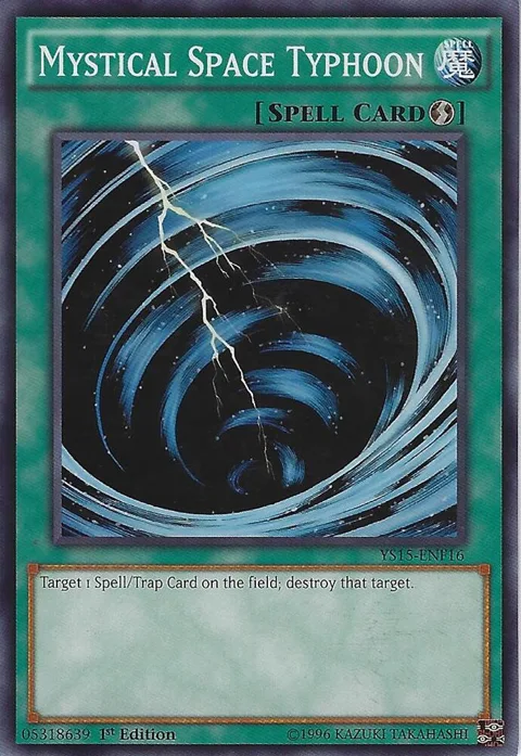 Mystical Space Typhoon YS15-ENF16 Yu-Gi-Oh card from Starter Deck: Saber Force