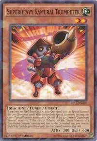 Superheavy Samurai Trumpeter Shatterfoil SP15-EN028 Yu-Gi-Oh card from Star Pack ARC-V