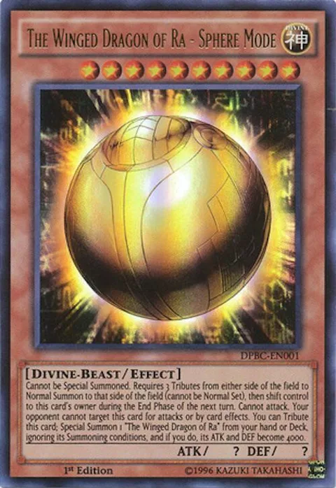 The Winged Dragon of Ra - Sphere Mode DPBC-EN001 Yu-Gi-Oh card from Duelist Pack: Battle City