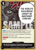 The World's Equilibrium Cannot Be Maintained Forever OP13-097
